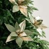Velvet Texture Artificial Christmas Flower Glitter Edge Xmas Floral Decor  Tabletop Display