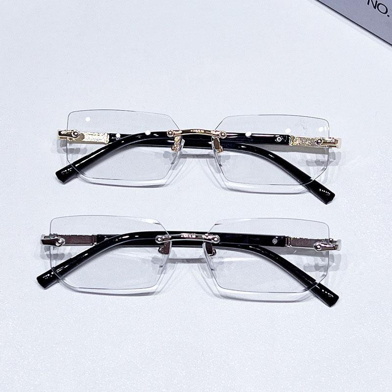 Randlose quadratische Metallbrille Mode Beliebte kleine rechteckige Brille für Damen Herren