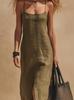 2026 Summer Casual Solid Color Slit Camisole Dress for Women - European and American Fashion