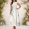 Women Plus Size Keyhole Neck Sleeveless Abstract Printed A Line Maxi Dress