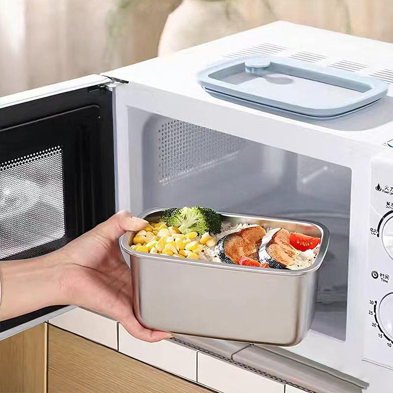 Boîte de Rangement pour Réfrigérateur et Congélateur en Acier Inoxydable 316L pour Aliments, Fruits et Légumes