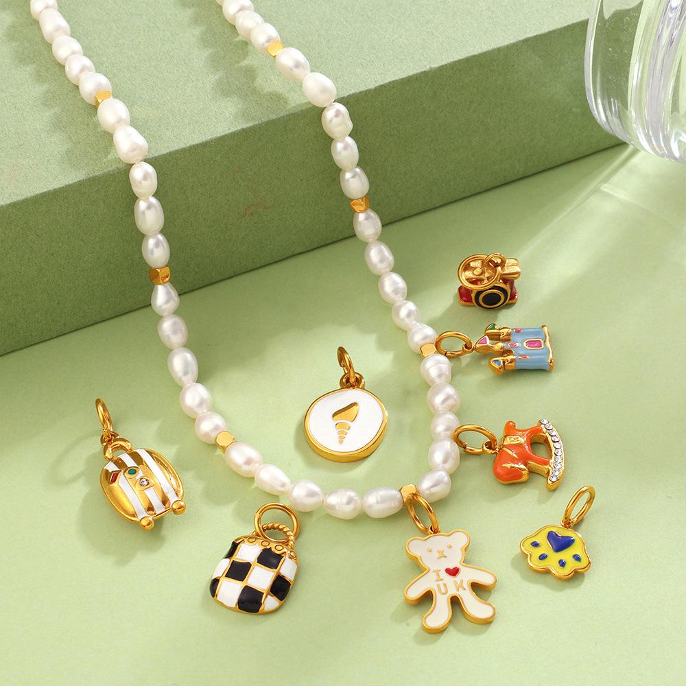 Yori 1Pc Exquisite Waterproof Castle Rocking Horse Shaped Pendant for Women Charms Golden DIY Accessories StainlessSteel Jewelry