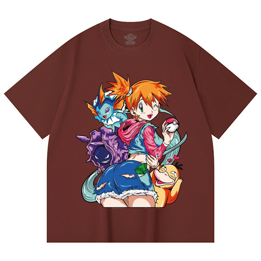 230 g/m² 100% Baumwolle Pokemon V17 Misty Print Unisex Schweres Baumwoll-T-Shirt