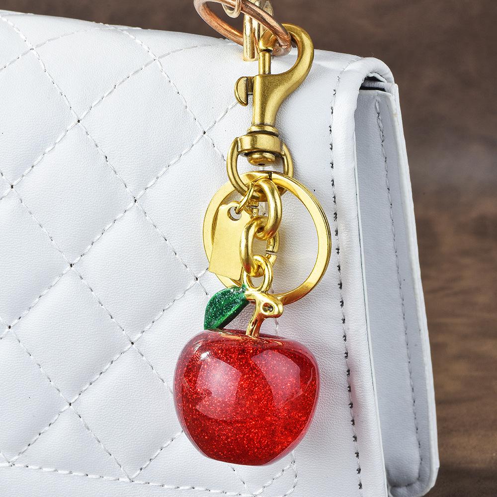 Exquisite Apple Keychain Pendant: Cute Bag Charm & Car Accessory
