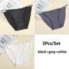 Seamless Lace 3pcs Sexy Women Panties Silk Lingerie Girls Cute Bow Underpants