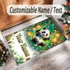 Panda Theme Crystal Velvet Rug Personalized Custom Name Text Soft Floor Mat Home Decor