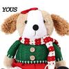 Plush Dog with Sweater Christmas Stuffed Animal Toy, Soft Puppy Doll Santa Hat for Gift Scarf Table, Fireplace, Holiday Party Decor, Lovers