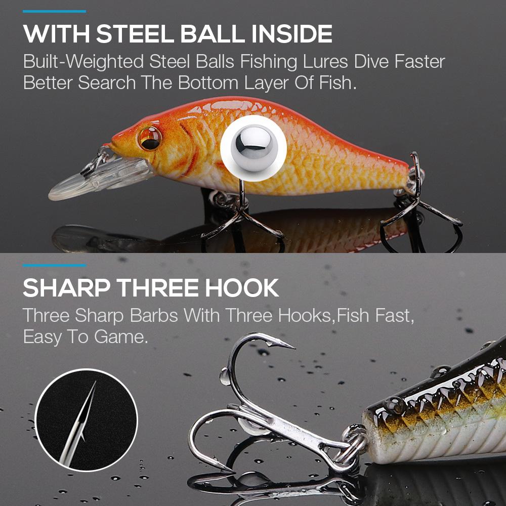 5pcs Floating Minnow Wobblers Fishing Lure Set 5cm/7cm/9cm Minnow Lures Hard Bait for Pike Crankbaits Fishing Tackle Box