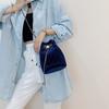 Golden Velvet Bag Bucket Women's Crossbody Bag 2025 New Korean Edition Fashion Textured Shoulder Bag Chain Rhombus Bag