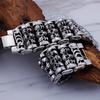 Gothic Herren Schädel Armband für Männer Massiv 316L Edelstahl 35MM Breite Punk Kette Armband Handschmuck Skelett Accessoires