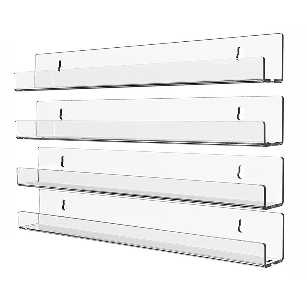 Clear Acrylic Storage Shelf Floating Rack Multipurpose Collection Supplies for Home Bathroom Window Wall Door Storage