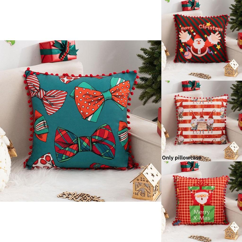 Cute Cartoon Character Throw Pillow Cover For Christmas Festive Home Dcor 45x45cm