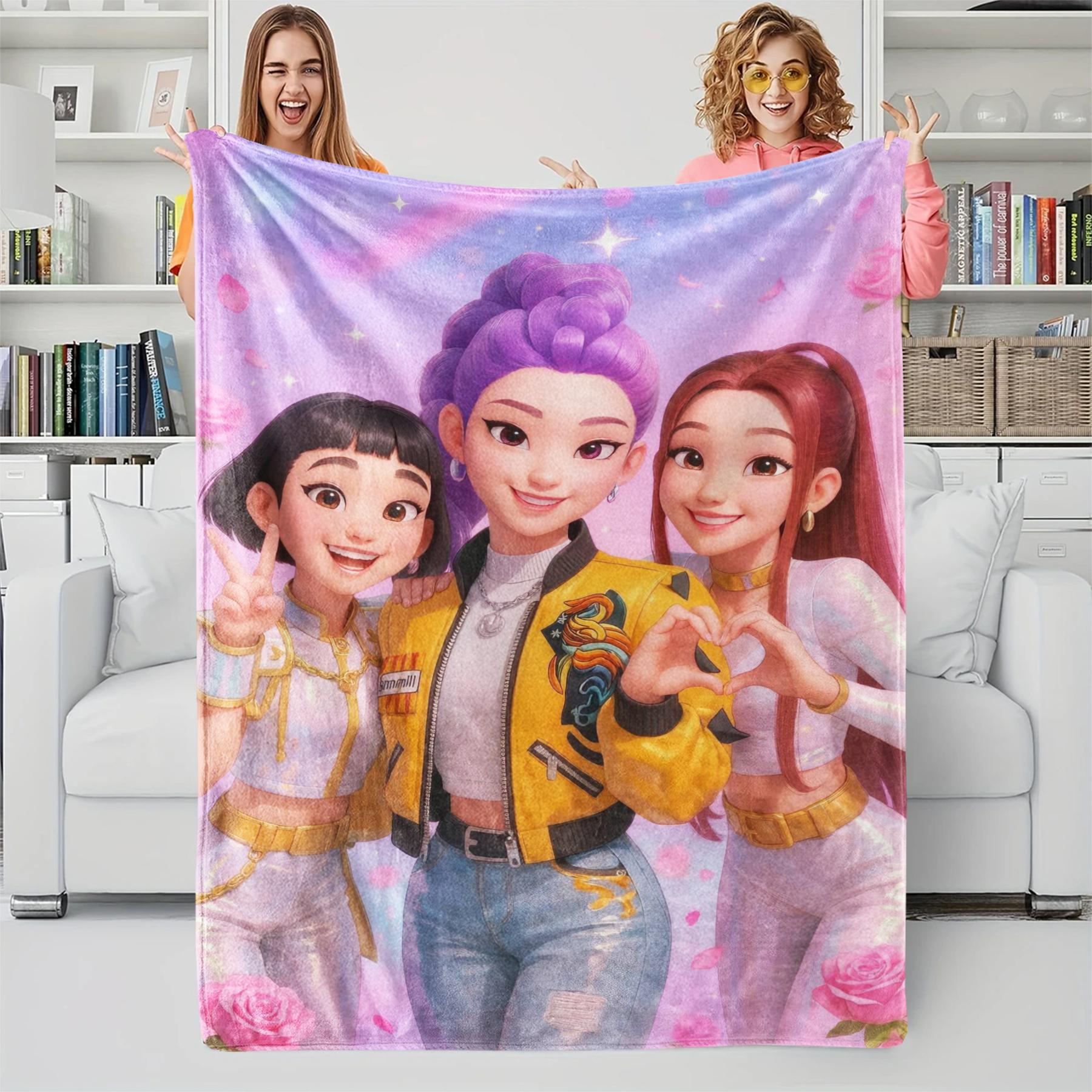 

K-Pop Demon Hunter Theme Blanket, Soft Cozy Flannel Cover Blanket, Fan Gift Blanket, Multi-Purpose Blanket for Home and Leisure 75cmx90cm