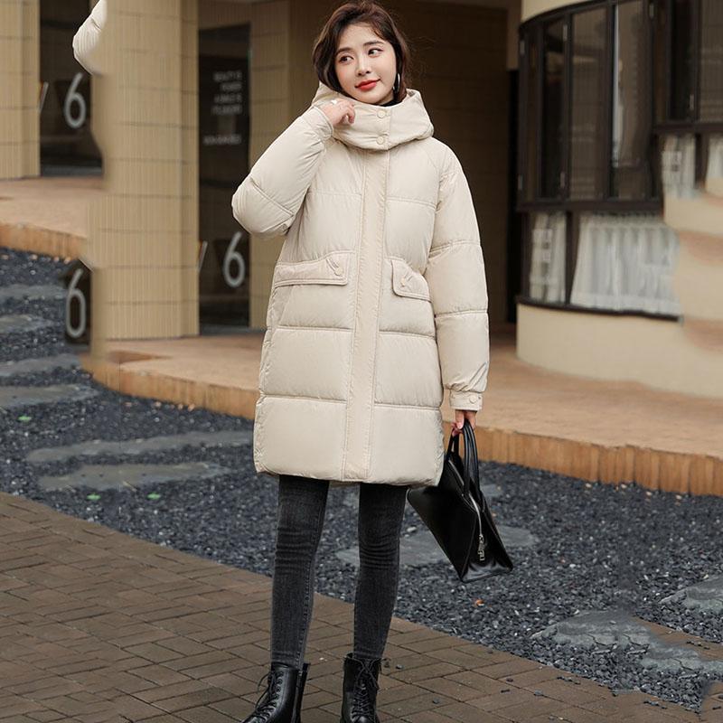 Winter Women Medium Long Jacket Parkas Female Down Cotton Jackets Solid Hooded Casual Warm Parka Female Outwear Overcoat