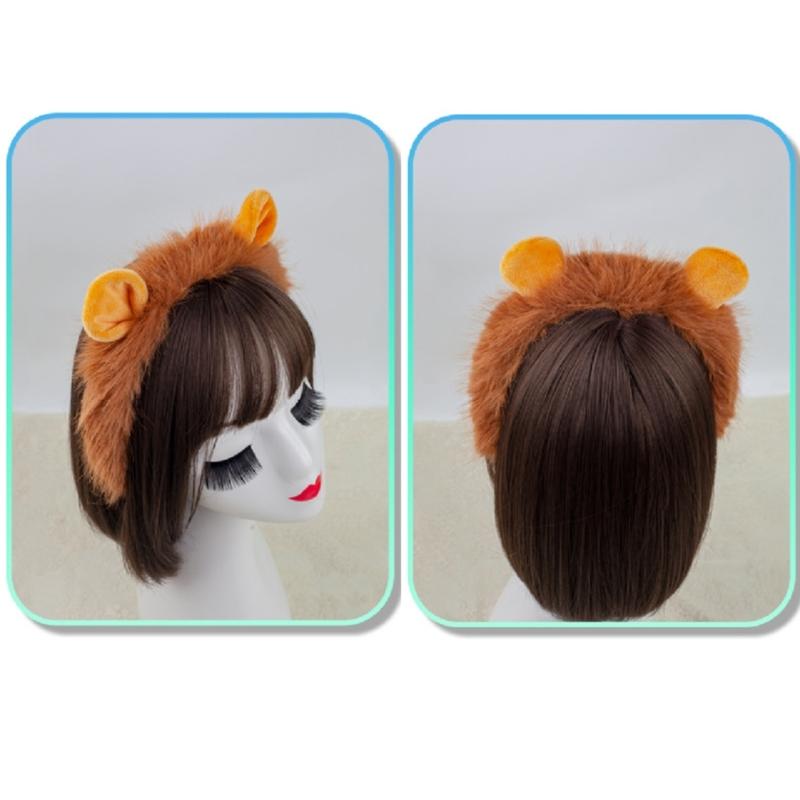Kinder Süßes Löwen-Cosplay-Set Löwenohren Stirnband Schwanz Löwenpfoten Handschuhe Fliege Tüllröcke Halloween Kostüm