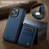 For iPhone 16 Pro Max Case AUTSPACE A12 Leather Back Cover with Magnetic Detachable Card Bag Kickstand