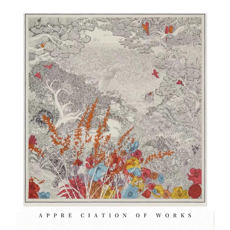 Hochwertiger doppelseitiger quadratischer Schal aus Maulbeerseide und Kaschmir, Herbst- und Winterschal, warmer Schal, Schal, Geschenk für Damen im chinesischen Stil