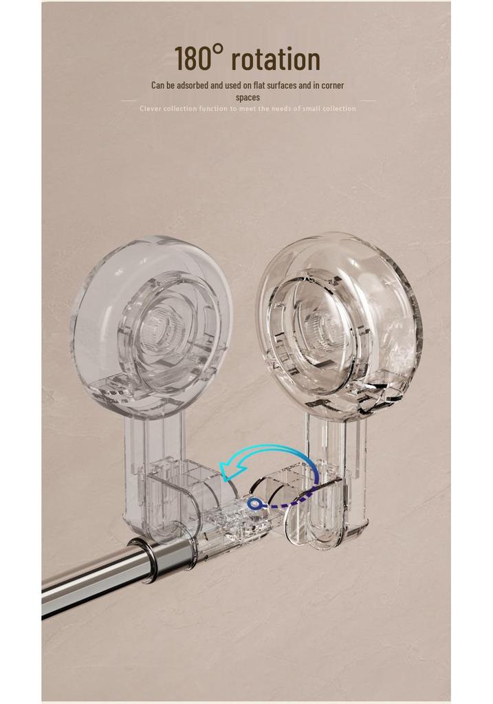 Retractable Rotating Drying Rack with Suction Cups, Detachable & Reusable for Balcony, Bathroom, or Toilet.