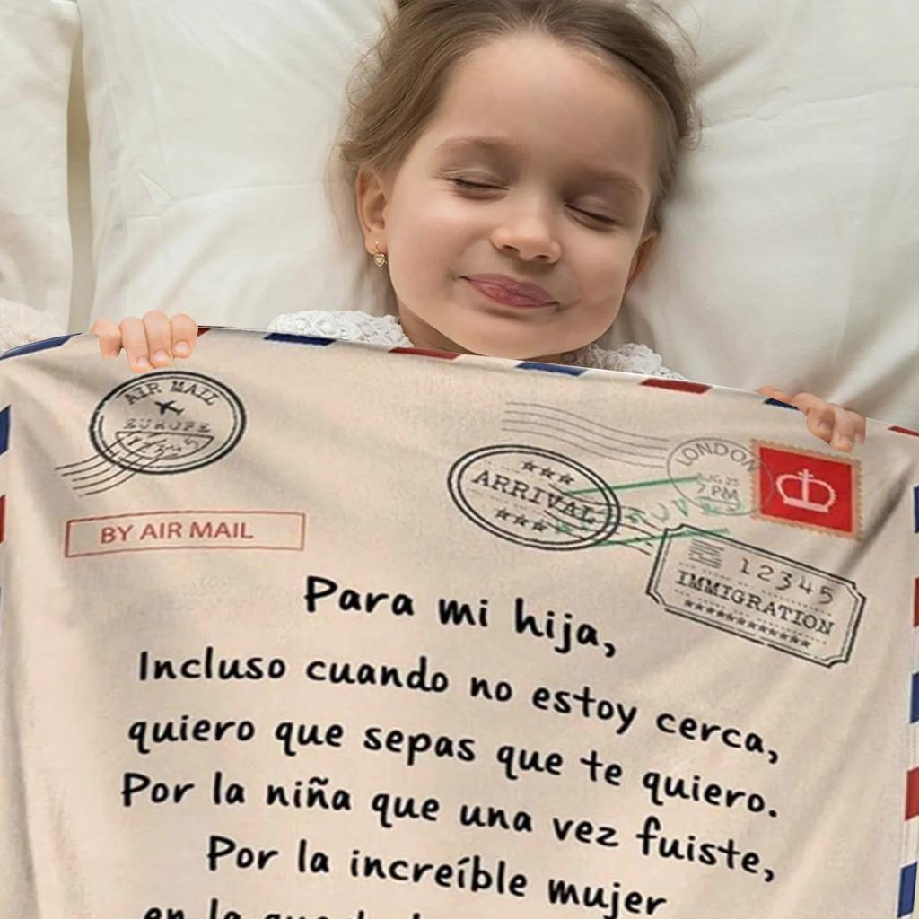 Spanish Message Designer Blankets Manta Beach Picnic Flannel Blanket Mom To Daughter/Son Letter Quilt Express Love 150-220cm