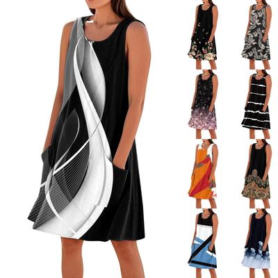 Summer Dresses For Women Loose Beach Vacation Casual Sleeveless Sundresses With Pockets Tank Dress