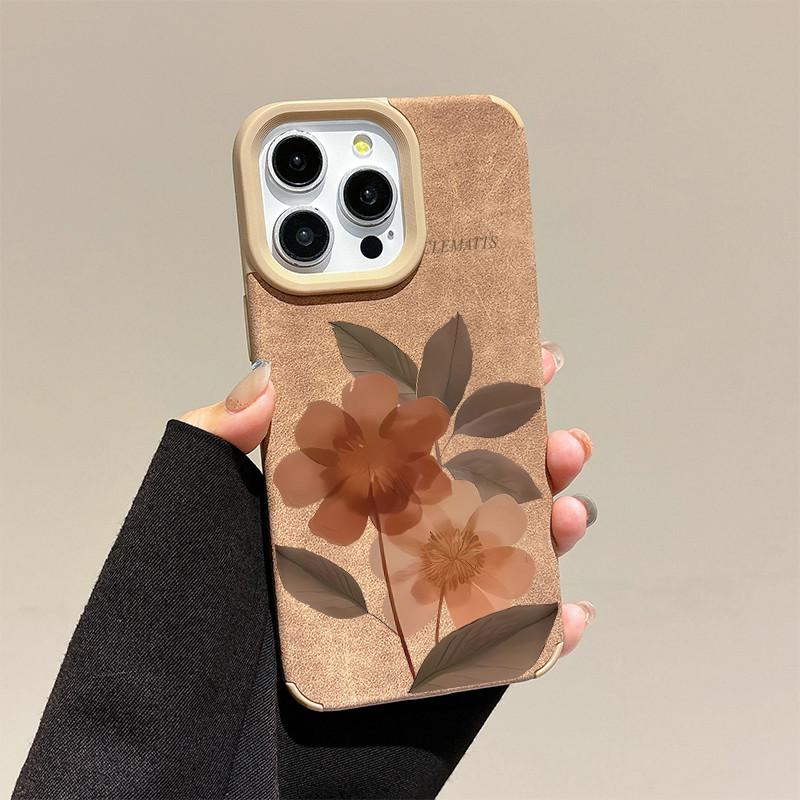 

Чехол из кожи с цветочным принтом + ремешок на запястье, защитный чехол из мягкого силикона для iPhone iPhone 12 Pro Max золотой
