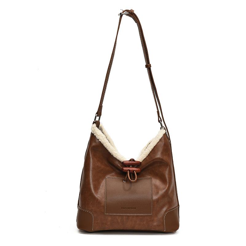 

Осень и зима новая модная и повседневная ретро сумка-тоут из овечьей шерсти, трендовая сумка коричневый