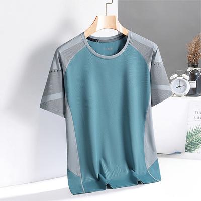 Summer New Short-sleeved Ice Silk T-shirt Men's Fitness Sports Outdoor Quick-drying Short-sleeved T-shirt