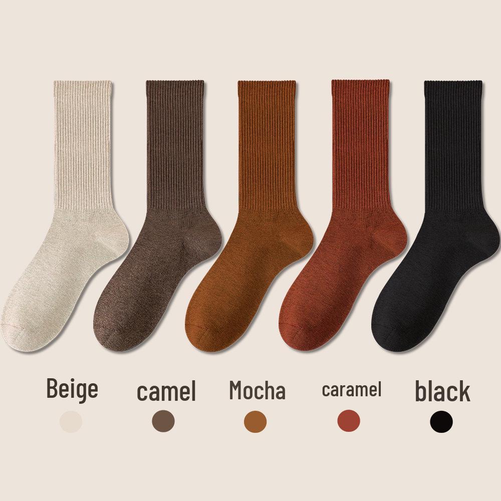 Women's Seamless Knee-High Cotton Socks, Antibacterial & Warm, Autumn/Winter 2024 Collection