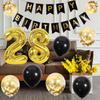 Chaungfu12 Birthday Party Supplies Gold Number 12 Foil Balloon Happy Birthday Banner Kit 12th Birthday Decoration Black Gold Latex Confetti Balloon