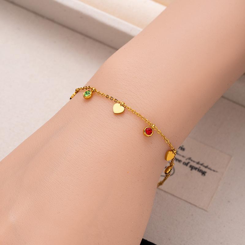 Stainless Steel Four-Leaf Clover Love Star Moon Zircon Bracelet Creative Niche Titanium Steel Pendant Bracelet Women'S Jewelry