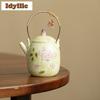 220ml Hand-painted Pastel Hydrangea Lifting Handle Teapot Japanese Tea Infuser Pot Tea Maker Kettle With Ball Hole Teaware Gift