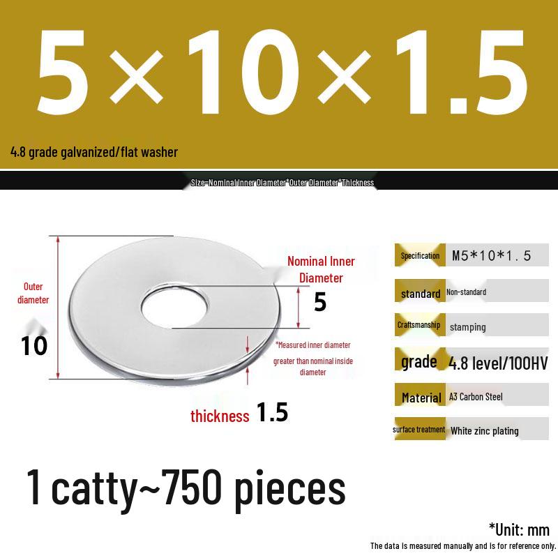 Galvanized Extra Thick Flat Iron Washer, M3-M62