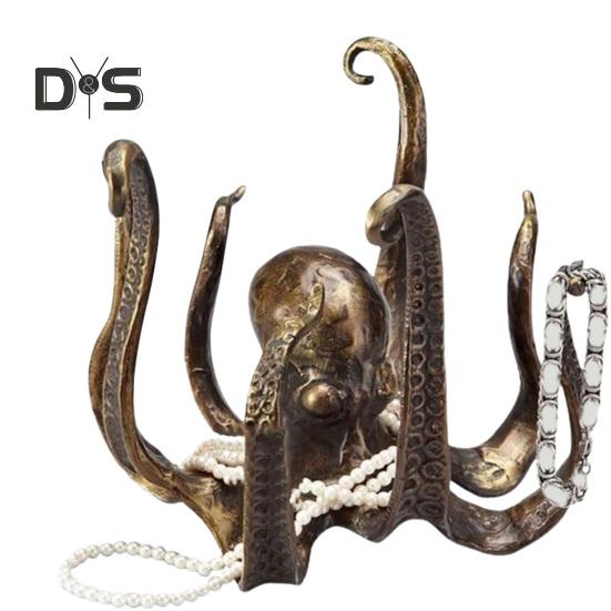 Vintage Octopus Mug Holder Resin Sea Animal Figurine Kitchen Countertop Coffee Cup Organizer Hanger Stand Rack Indoor Outdoor Decoration