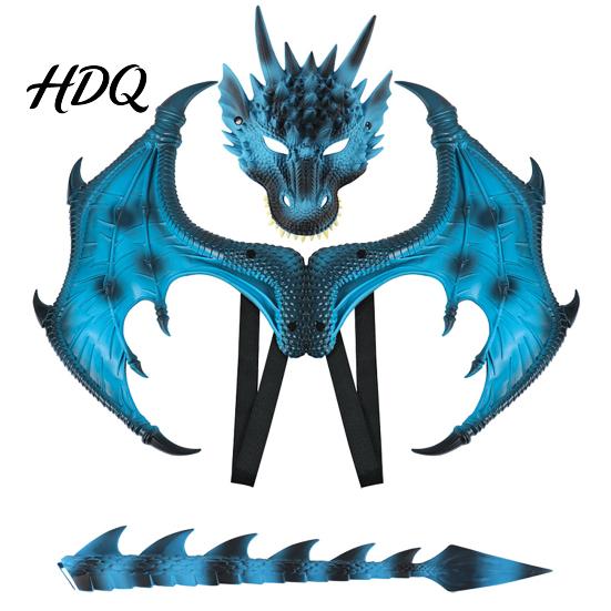 Schaumstoff Drachenflügel Kinderkostüm Set mit Maske Schwanz und Flügel Leichtes Kombi Verkleidung Cosplay Kostüme für Alter 3-12 Halloween Party