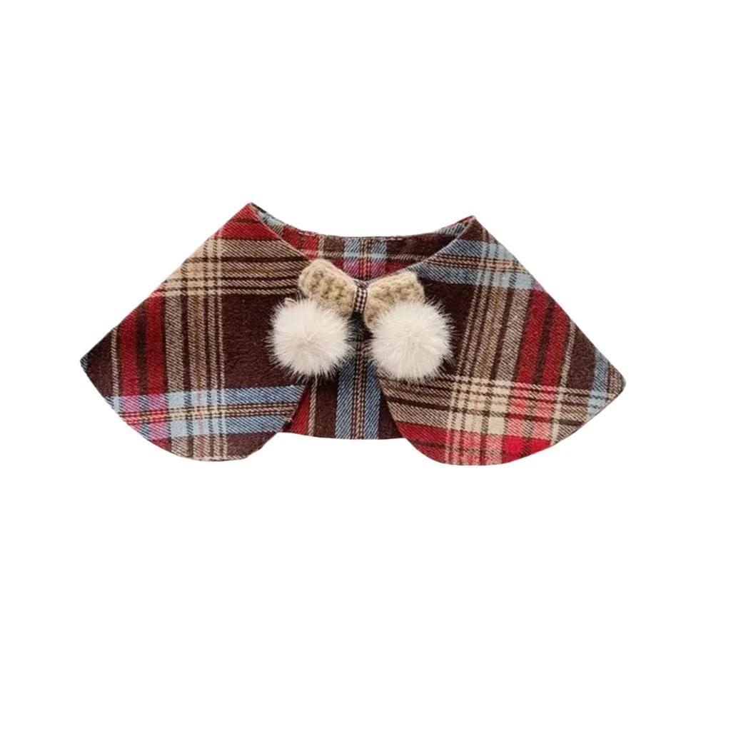 Cat Drool Bib Handmade Scarf Collar Pet Hat Bib Tie New Plaid Set Dog Bow Tie Cat Accessories Puppy Accessories