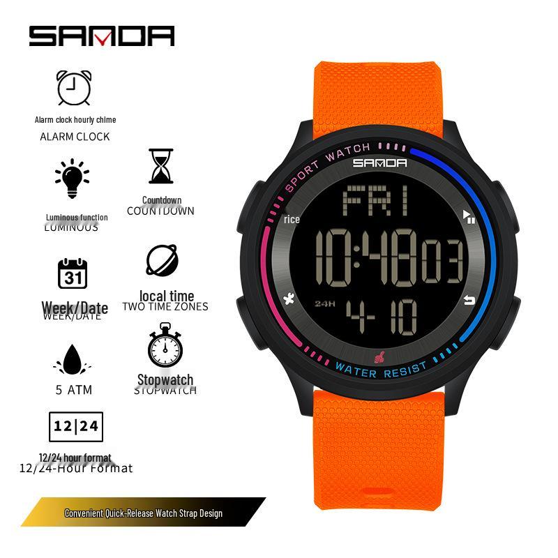 Sanda Leuchtende Wasserdichte Unisex Multifunktionale Armbanduhr: Trendig & Modisch für Jugendliche