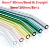 8mm 10mm Party Multiuse Reusable Tumbler Drinking Straight/ Curve Clear Assorted Colors Home Lving Eco Thick Glass Straw Bar  Accessories