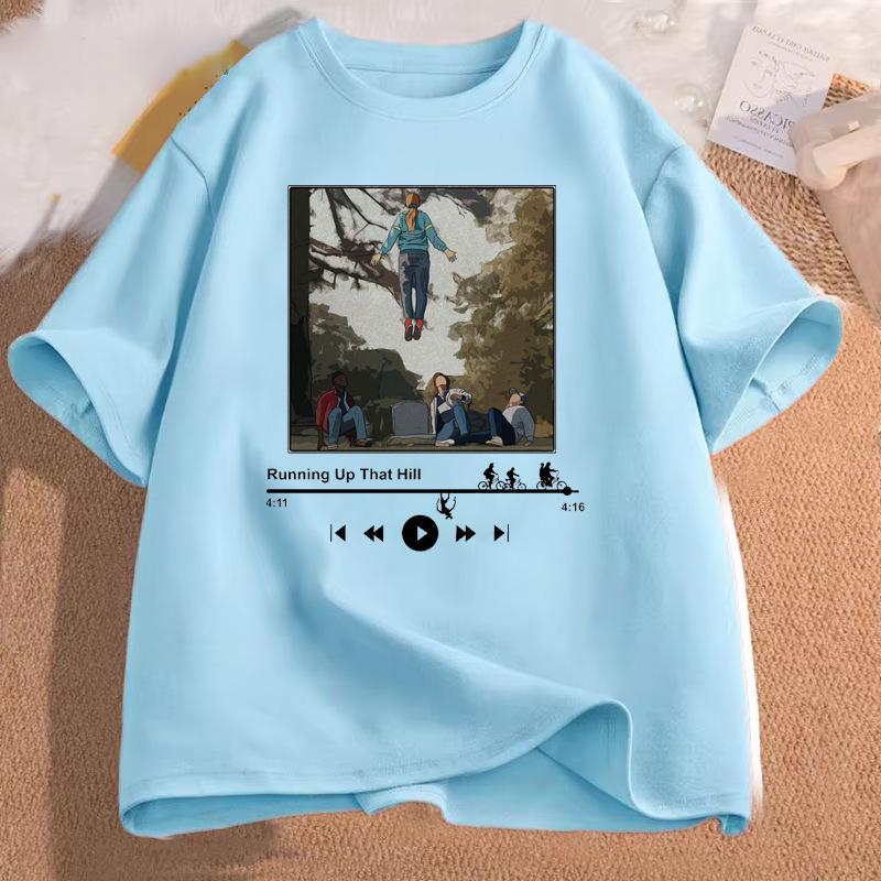 European Size Casual Short Sleeve  Running Up That Hill  Graphic T-shirt XL