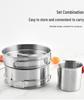 Outdoor Camping Stainless Steel Cookware Set: Portable Sandblasted Cups, Plates, and Pots for Picnics
