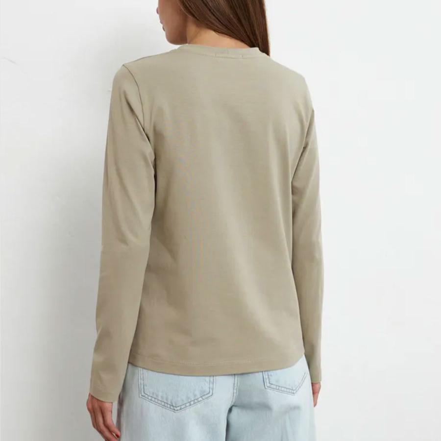 GMXIA Baumwoll-T-Shirt Frühling Damenmode Rest Vielseitiger Pendlerpullover Rundhals Langarm-T-Shirt