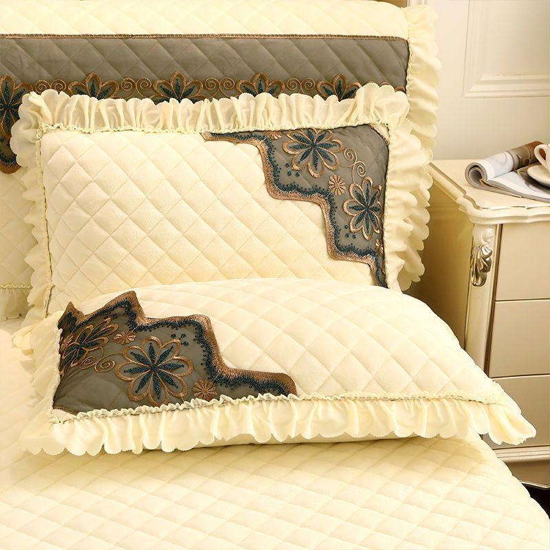 

2 шт., кружевная бархатная наволочка, чехол для кровати, прямоугольный декор, мягкая стеганая подушка, роскошная европейская зимняя теплая подушка 2PC 48*74CM