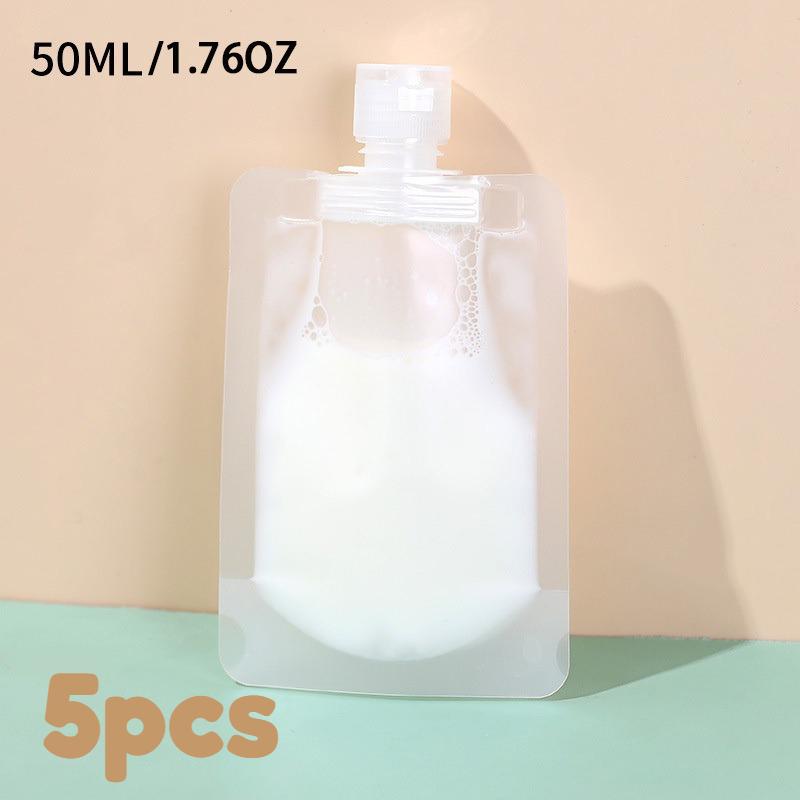 5/10pcs Reusable Travel Liquid Pouch, 50ml Soft Bottle Saves Space, Easy Fill & Leak Proof for Toiletries, Eco-Friendly