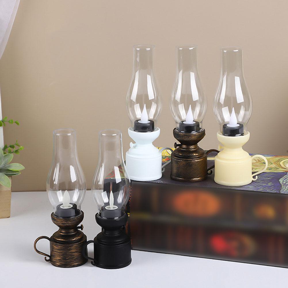 Dekorativer Retro-Kerzenhalter Kerzenständer Lampe mit Knopfzellen-Batterie Tischleuchte Öllampe
