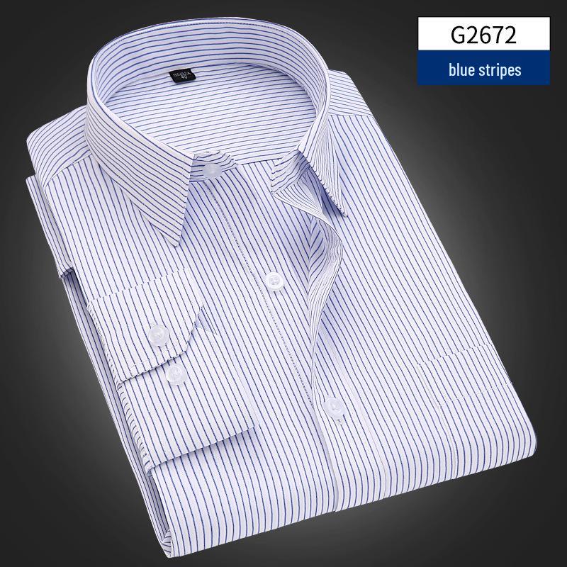 Men's Solid Color Long-Sleeve Business Shirt - Formal Workwear