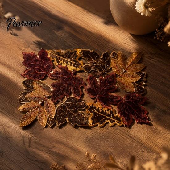 Decorative Mats for Autumn Gatherings Maple Leaf Embroidered Placemat, Coaster Place Mat, Thanksgiving Home Kitchen Decor Table Mat Fall Farmhouse