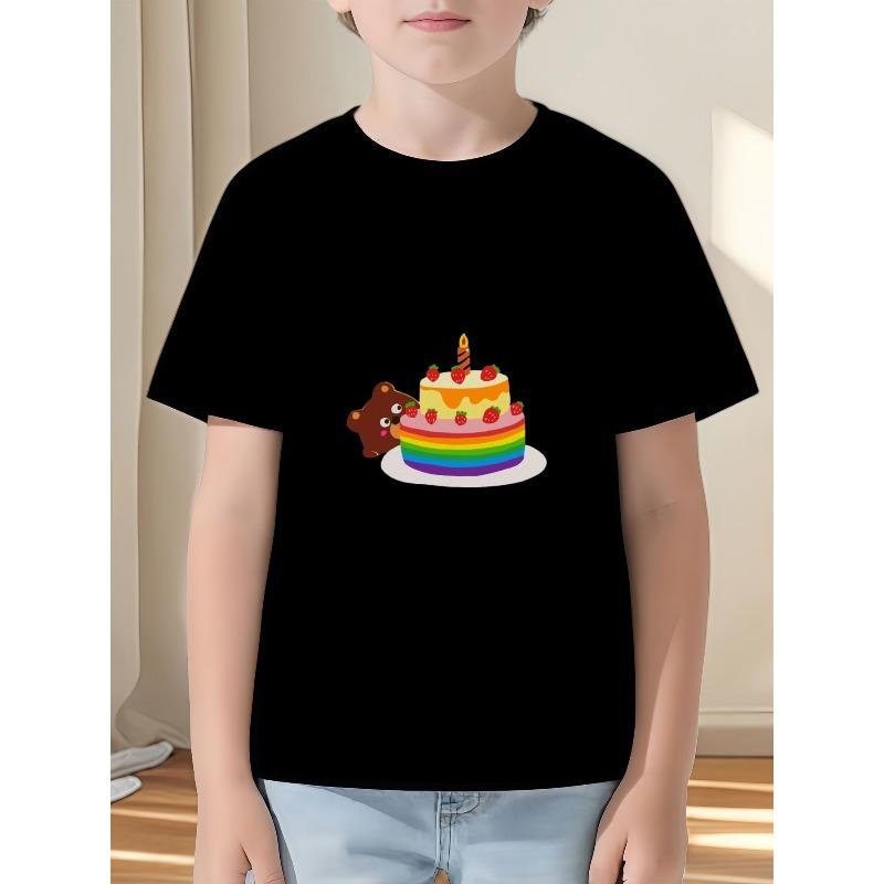 

European sizes A Stylish Print T-Shirt for Boys And Girls, Featuring a Round Neck And Regular Fit, Breathable And Comfortable 164cm чорний