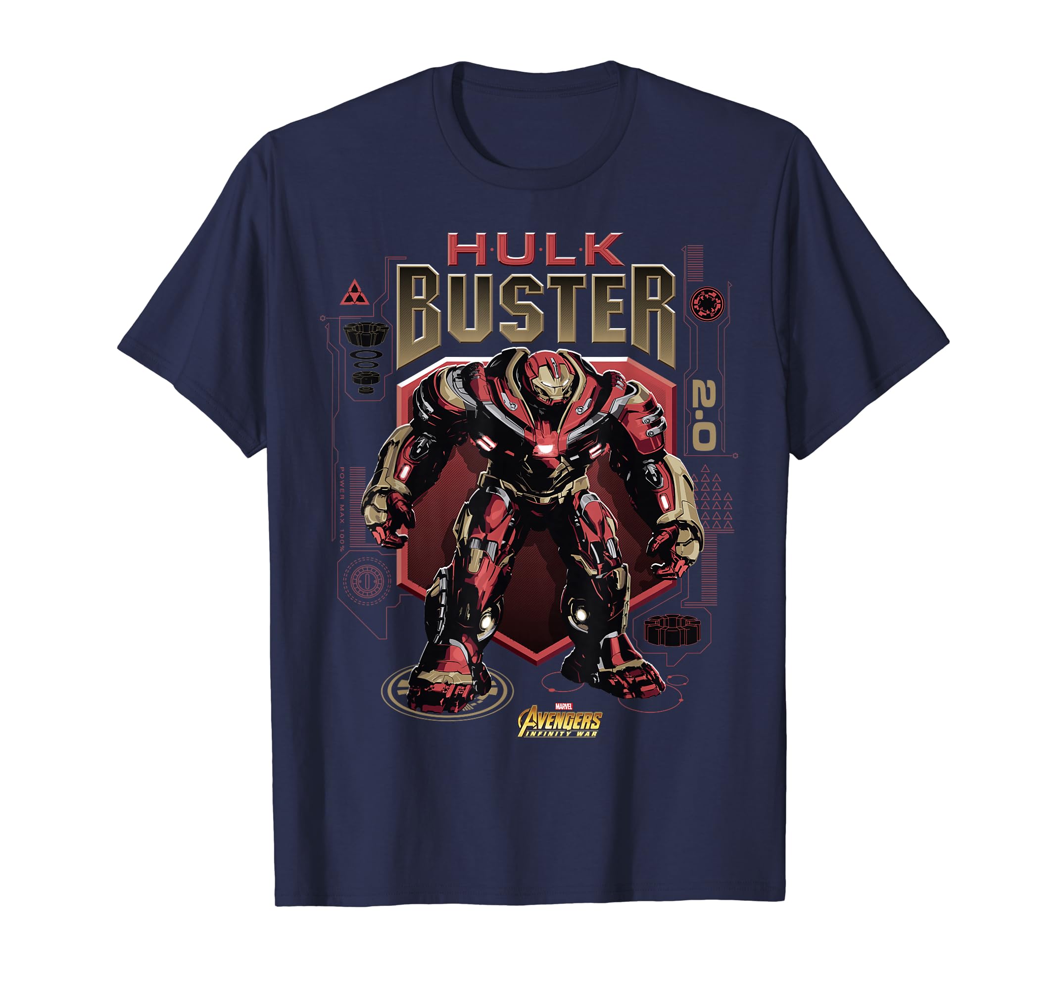 Marvel Infinity War Hulkbuster Schematic Graphic T-Shirt