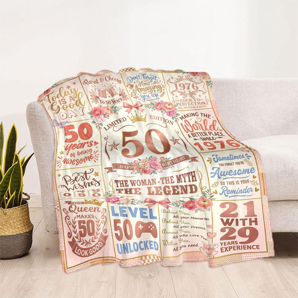 50th Anniversary Celebration Flannel Blanket-Soft and Suitable for Sofas,Beds,Offices,Travel,All Seasons,Great Gift for Holidays and Birthdays.
