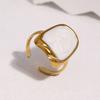 Stainless Steel Geometric Open Ring for Women Men Simple Vintage Enamel Irregular Finger Ring Exquisite Casual Versatile Jewelry