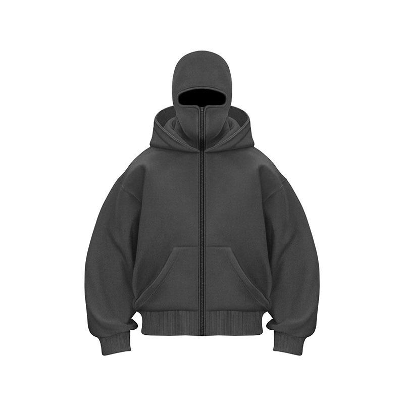 Unisex Double Hood Fleece Zipper Jacket for Spring, Autumn, and Winter